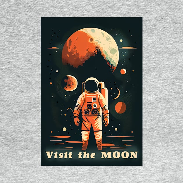 Moon Adventure Vintage Travel Poster by GreenMary Design